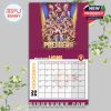 Brisbane Lions February 2026 calendar page honoring team championship win with dynamic player collage and gold premiership banner.