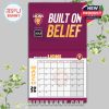 Brisbane Lions March 2026 calendar page featuring inspiring message and official branding in bold, energetic layout.