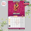 Brisbane Lions April 2026 calendar page with action-themed lion character, full of energy and AFL pride.