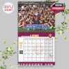 Brisbane Lions May 2026 calendar page showing championship celebration and inspiring quote about strength and pride.