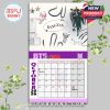 BTS October 2026 calendar page with minimal chrome-inspired layout and modern visuals of the group for a sleek, artistic feel.