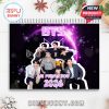BTS 2026 calendar cover with group photo, purple outer space design, and playful fan symbols like mini hearts and cat ears.
