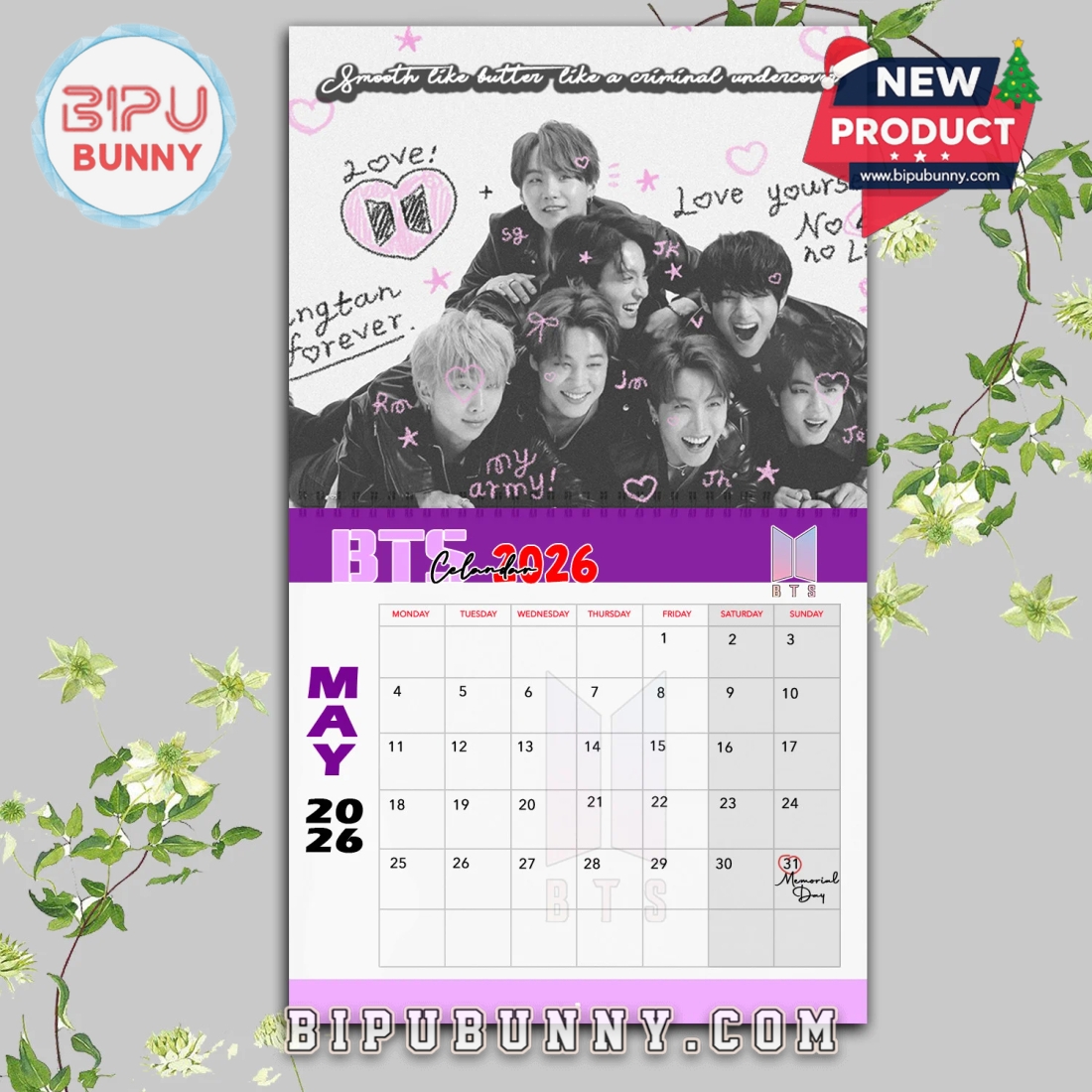 BTS Wall Hanging Calendar 2026 BTS Wall Hanging Calendar 2026