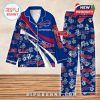 Buffalo Bills blue pajamas with red accents, all-over team branding, floral details, and customizable name labels!