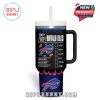 Back of Buffalo Bills cup with logo, coffee style checklist (decaf, shots, syrup, etc.), and a motivational text description for fans.