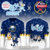 Displayed Buffalo Sabres Bluey Night hockey jersey with cartoon hockey dogs!