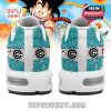 Back angle of cartoon-style sneakers with Capsule Corp branding and anime artwork across the entire heel section!