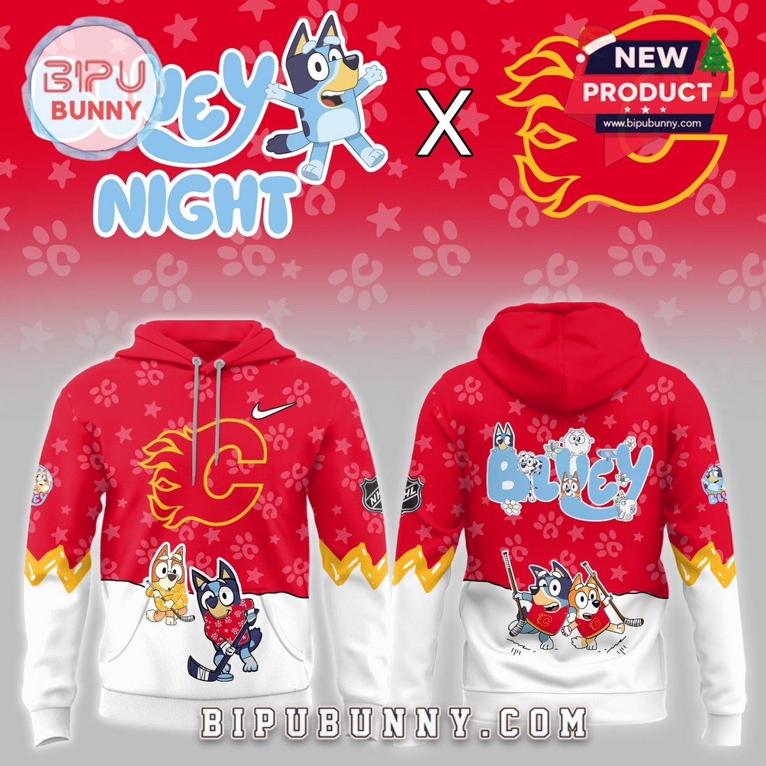 Calgary Flames NHL Bluey Night Limited Hoodie Calgary Flames NHL Bluey Night Limited Hoodie