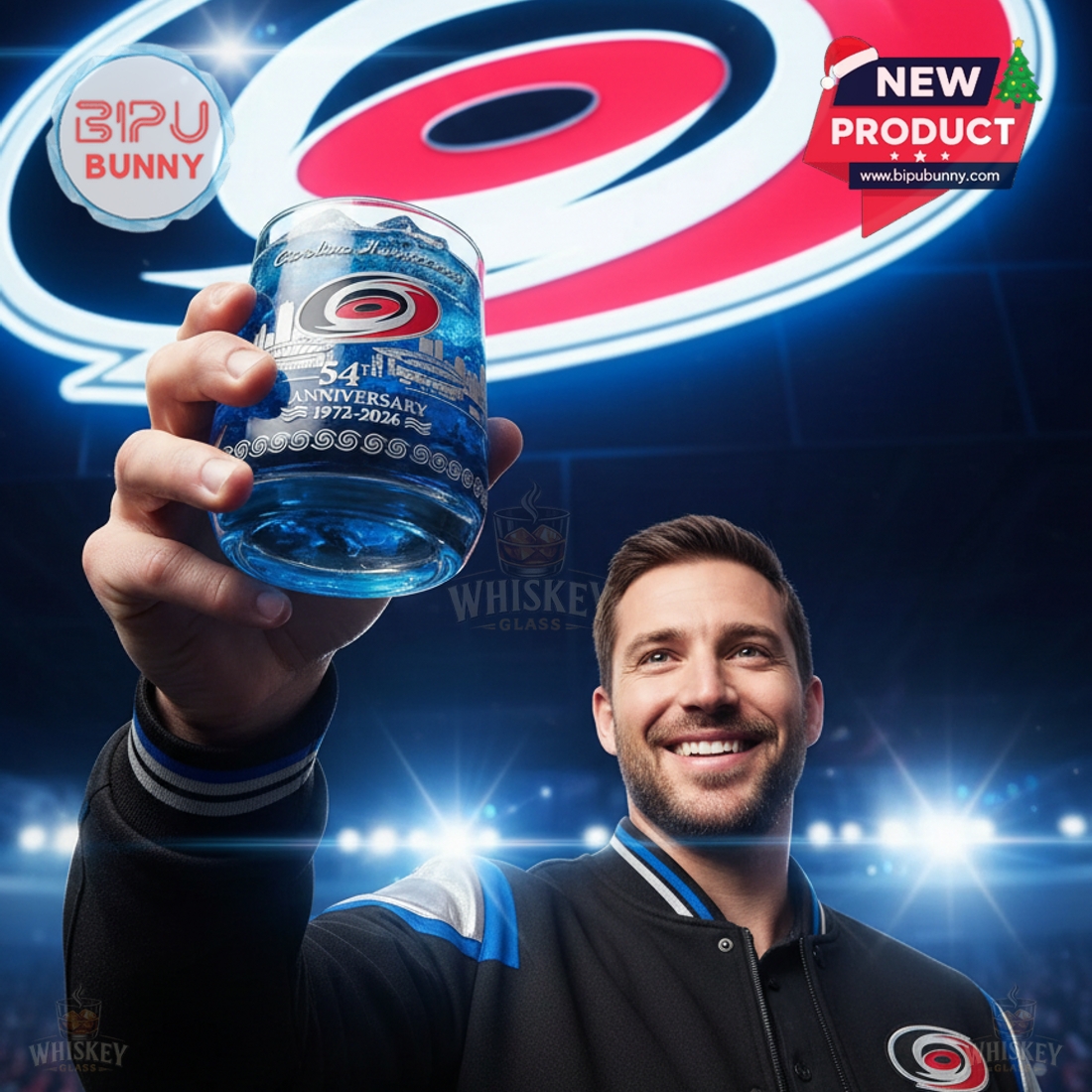 Carolina Hurricanes 54th Anniversary Whiskey Glass Carolina Hurricanes 54th Anniversary Whiskey Glass
