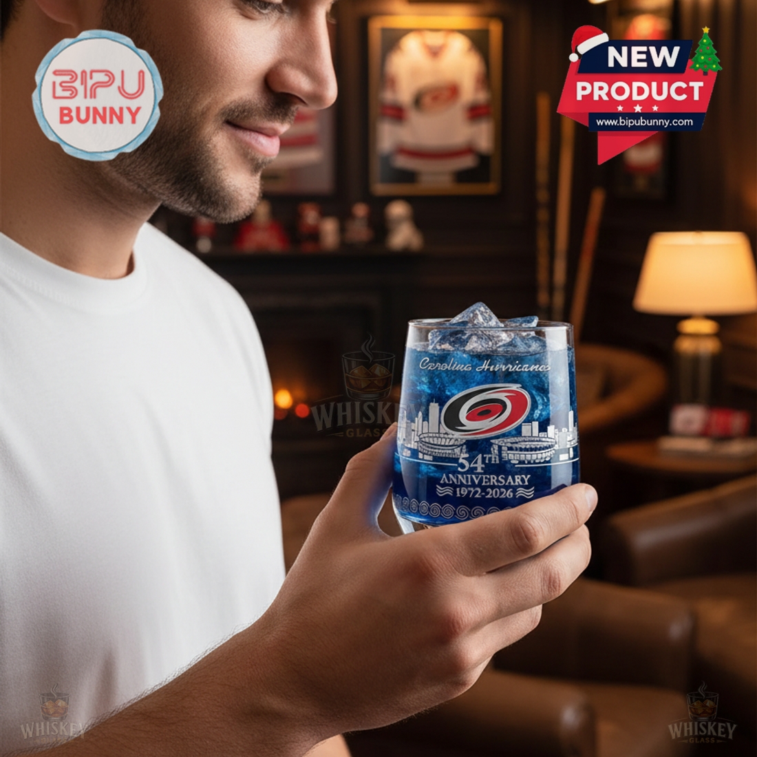 Carolina Hurricanes 54th Anniversary Whiskey Glass Carolina Hurricanes 54th Anniversary Whiskey Glass