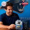 A fan enjoying the Carolina Panthers 32nd Anniversary whiskey glass while smiling.