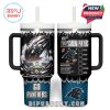 Complete layout of the Carolina Panthers fan tumbler, showcasing motivational artwork, drink options, team logo, and bold slogans.