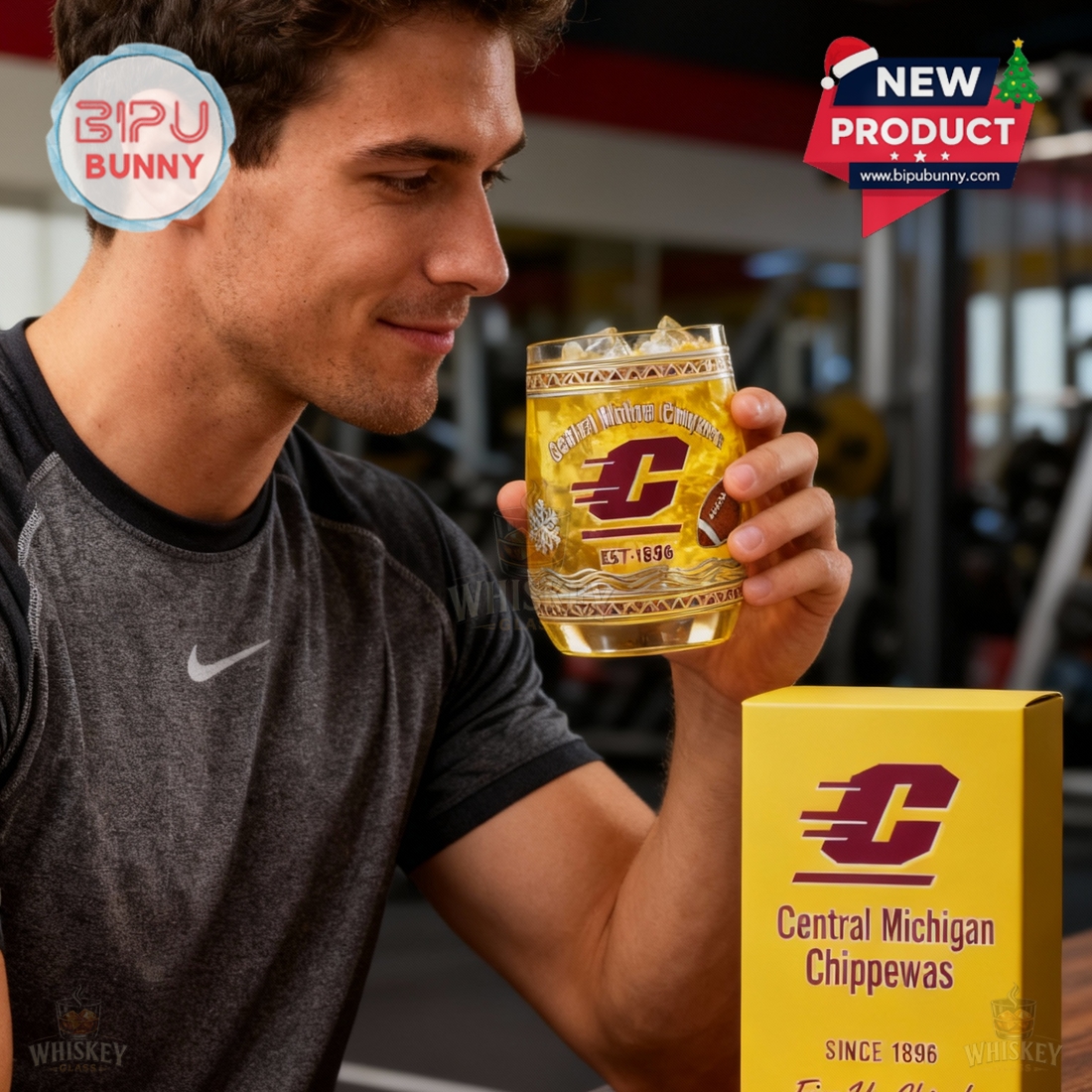 Central Michigan Chippewas Whiskey Glass Central Michigan Chippewas Whiskey Glass