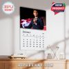 Charlie Kirk appears mid-speech in a dark suit on the January 2026 wall calendar page, set against a stage backdrop with patriotic colors.
