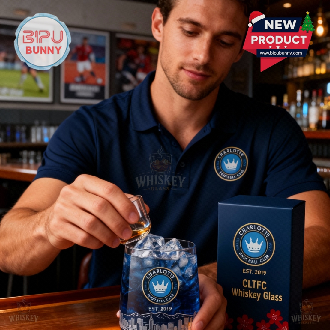 Charlotte FC Whiskey Glass Charlotte FC Whiskey Glass