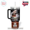 Chicago Bears front tumbler design featuring a football mid-flight, energetic stadium illustration, and proud fan message.