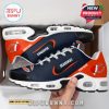 Close-up of holiday-themed Chicago Bears sneakers showing custom name area and festive logo detailing, set inside a box!