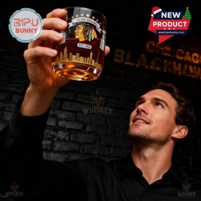 Chicago Blackhawks 100th Anniversary Whiskey Glass