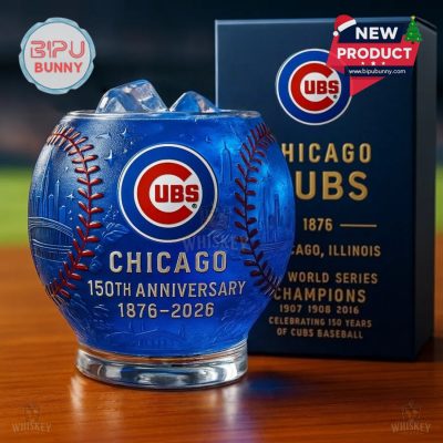 Chicago Cubs 150th Anniversary Whiskey Glass
