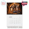 January 2026 calendar page presenting the Chicago Fire ensemble cast in a dramatic orange-lit design with city skyline graphic.