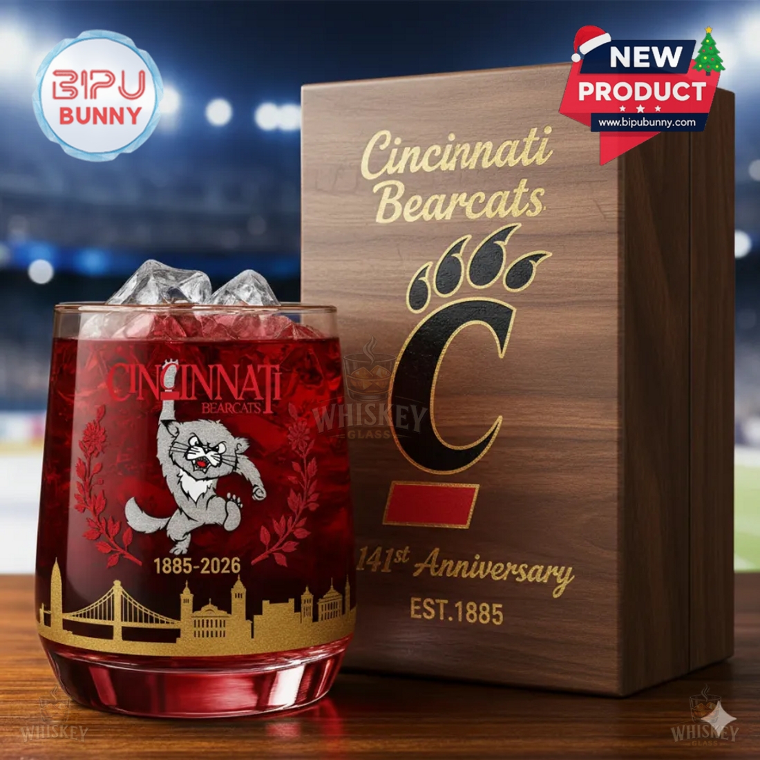 Cincinnati Bearcats 141st Anniversary Whiskey Glass Cincinnati Bearcats 141st Anniversary Whiskey Glass