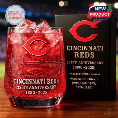 Cincinnati Reds 135th Anniversary Whiskey Glass