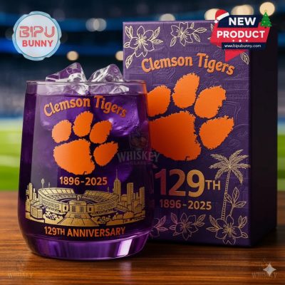 Clemson Tigers 129th Anniversary Whiskey Glass
