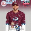 Bluey and Colorado Avalanche crossover hockey jersey featuring characters and team logo!