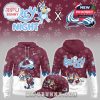 Colorado Avalanche Bluey Night hoodie and cap set shown from multiple angles!