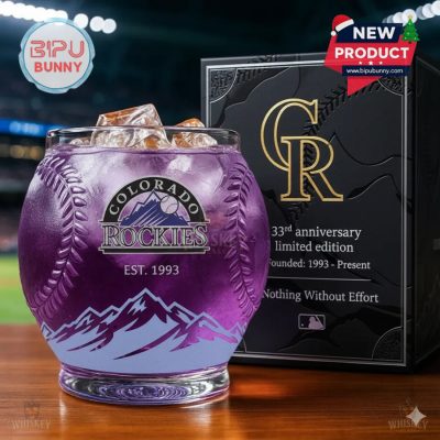 Colorado Rockies 33rd Anniversary Whiskey Glass