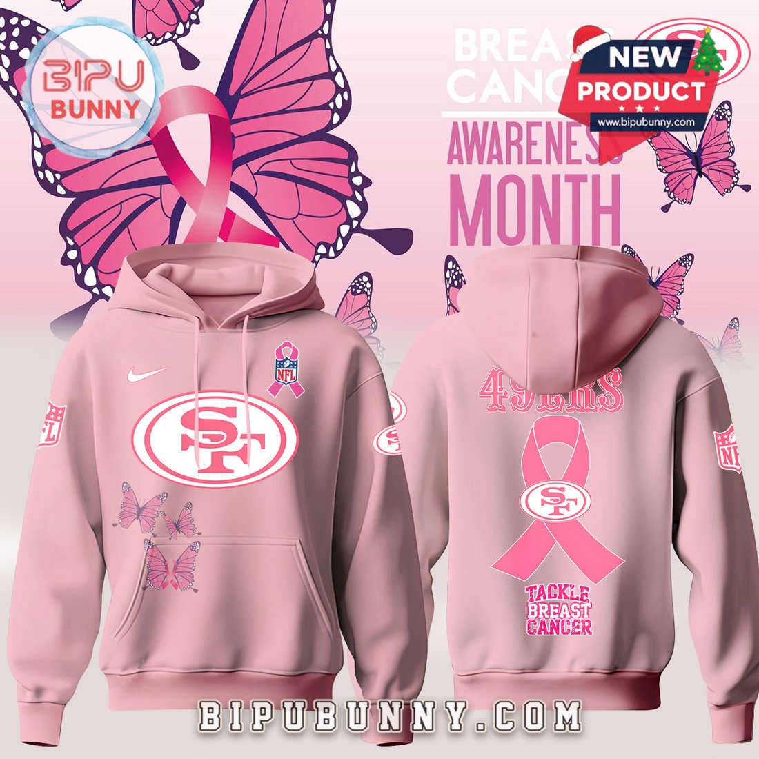 Custom NFL Teams Breast Cancer Awareness Month Pink Hoodie Custom NFL Teams Breast Cancer Awareness Month Pink Hoodie