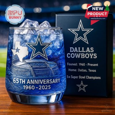 Dallas Cowboys 65th Anniversary Whiskey Glass