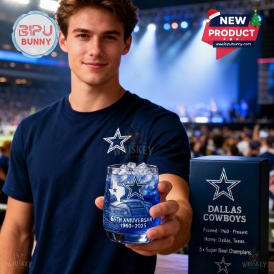 Dallas Cowboys 65th Anniversary Whiskey Glass