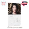 September 2026 calendar page showing Damon Salvatore with a halo-like golden background and intense stare!