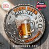 Metal beer coin with a raised beer mug playful icons and a fun message suggesting beer as a source of strength!