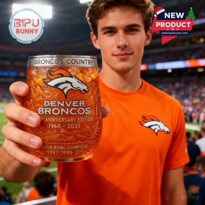 Denver Broncos 65th Anniversary Whiskey Glass