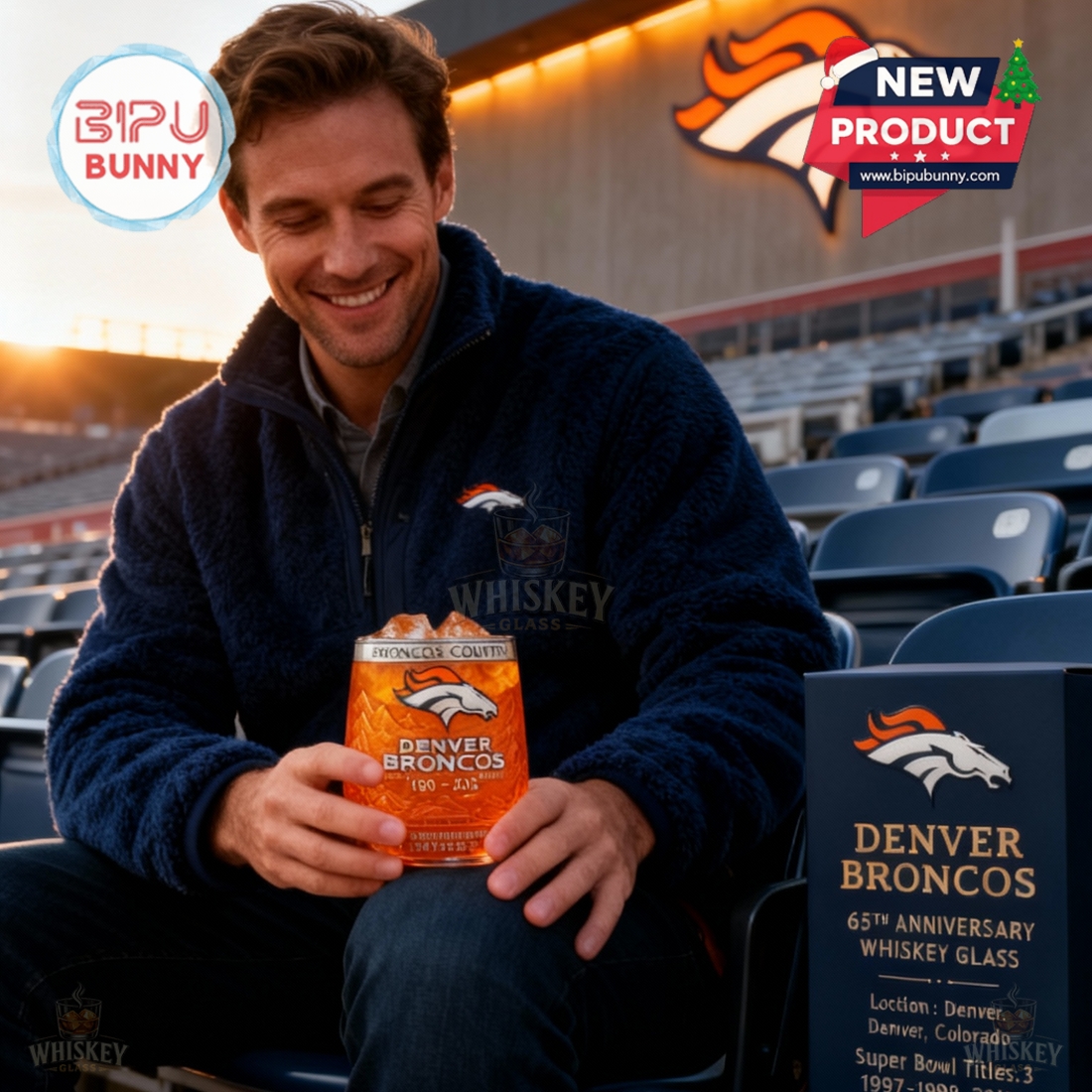 Denver Broncos 65th Anniversary Whiskey Glass Denver Broncos 65th Anniversary Whiskey Glass