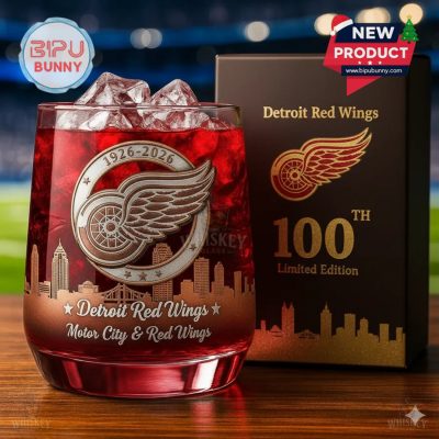 Detroit Red Wings 100th Anniversary Whiskey Glass
