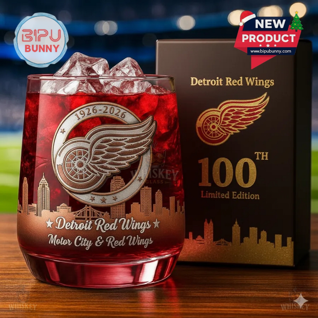Detroit Red Wings 100th Anniversary Whiskey Glass Detroit Red Wings 100th Anniversary Whiskey Glass