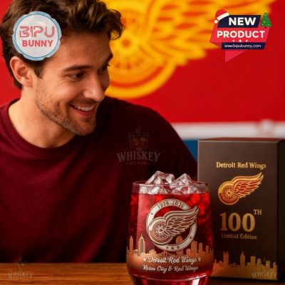 Detroit Red Wings 100th Anniversary Whiskey Glass