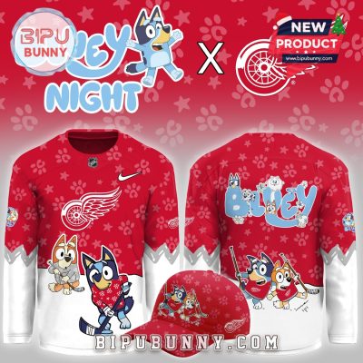 Detroit Red Wings NHL Bluey Night Limited Hockey Jersey