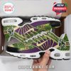 Anime sneakers with side view showing Cell, purple stripes, and green Dragon Ball patterns!