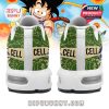 Rear view of Cell Dragon Ball sneakers with name print and character sketch overlay!