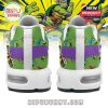 Back angle of Donatello TN sneakers displaying fun turtle graphics and purple heel band for added character.