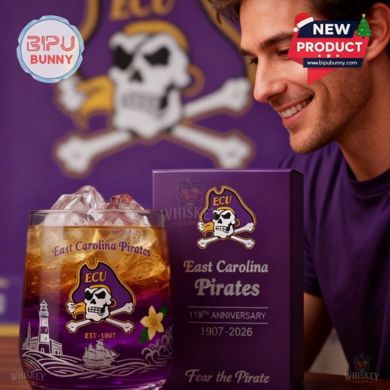 East Carolina University Pirates 119th Anniversary Whisky Glass East Carolina University Pirates 119th Anniversary Whisky Glass