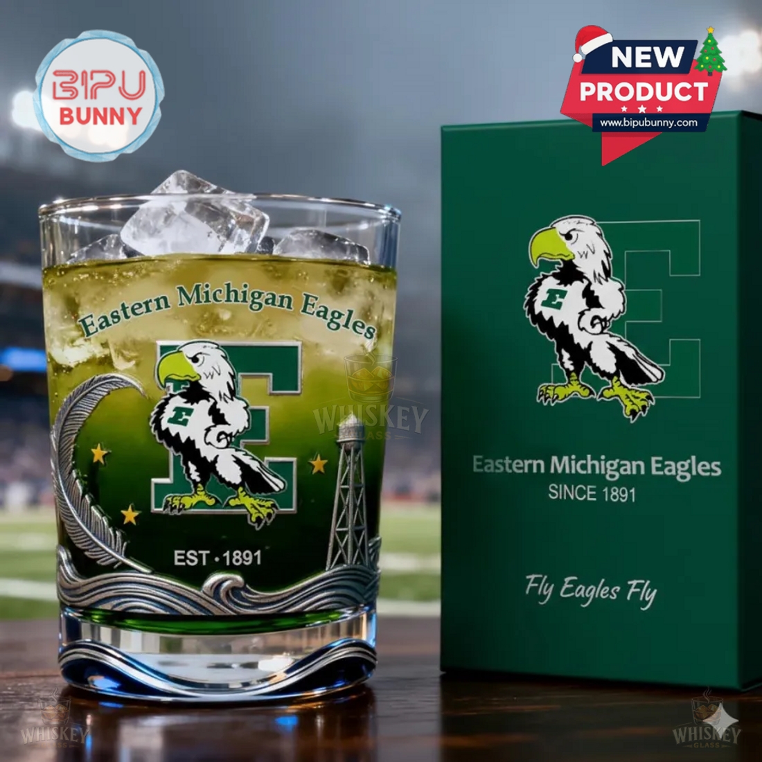 Eastern Michigan Eagles Whiskey Glass Eastern Michigan Eagles Whiskey Glass
