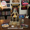 Eddie pharaoh throne brick model displayed indoors with Iron Maiden records posters and themed items!