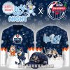 Complete Edmonton Oilers Bluey Night outfit with front and back jersey design and themed cap!