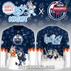 Edmonton Oilers Bluey Night jersey front and back with cartoon and team graphics!