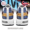 Rear of Elvis sneakers showing autograph detail and themed blue artwork!